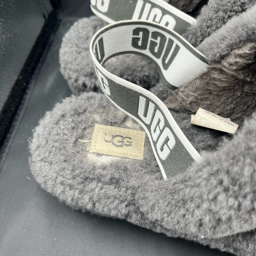 UGG Charcoal Fluffy Slides - Picture 5 of 11